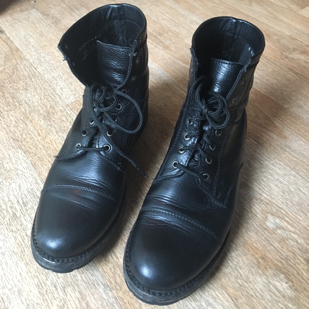 Frye Black Leather Lace-Up Boots- Sz6